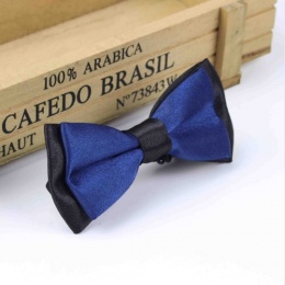 Boys Black & Navy Satin Bow Tie with Adjustable Strap